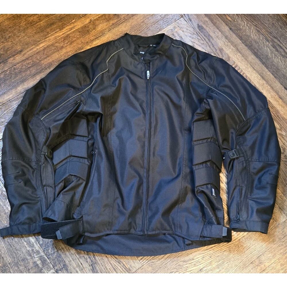 Power Trip Men's Padded Motorcycle Jacket Size 2XL Black EUC